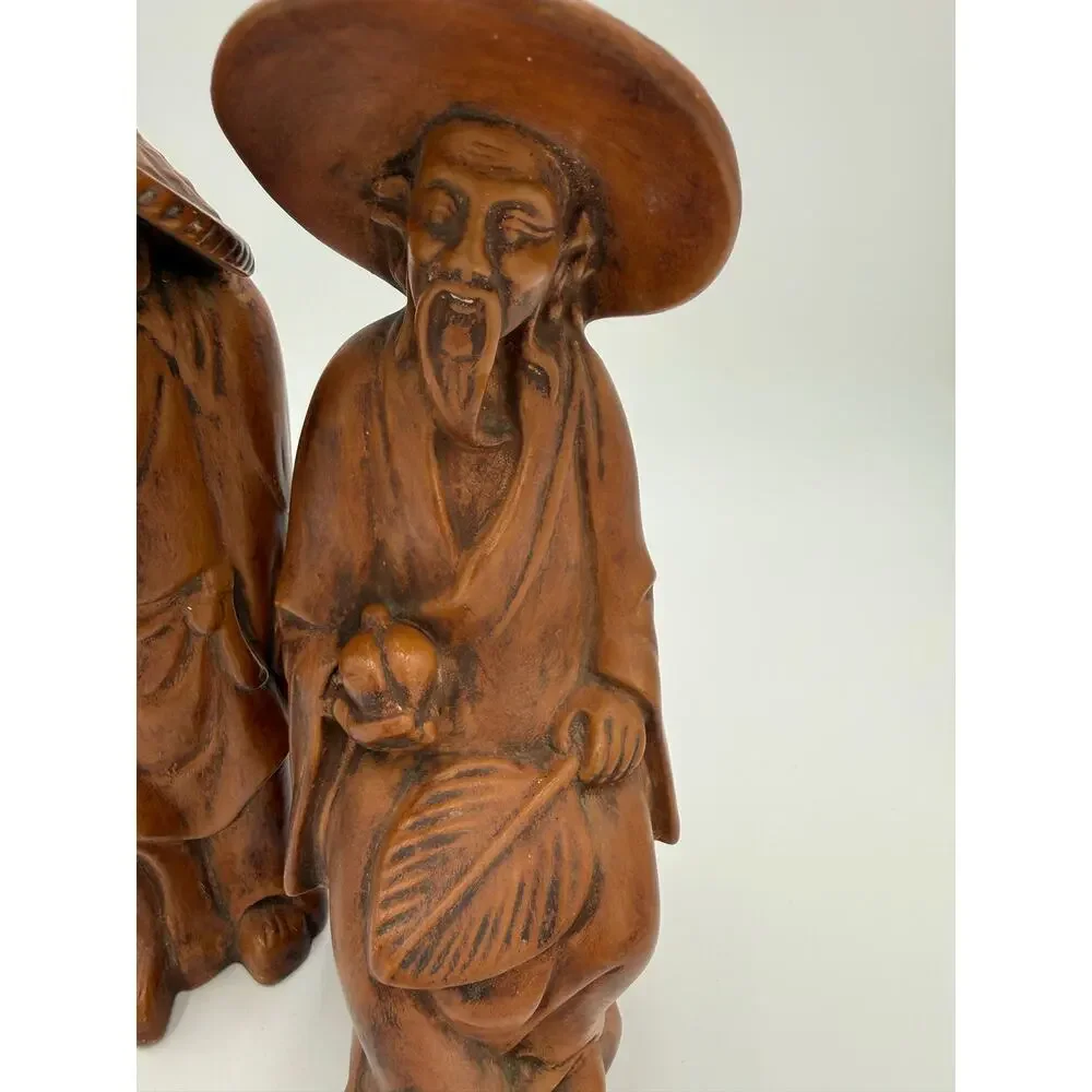 1970's Chinese Mud Med Statues PAIR